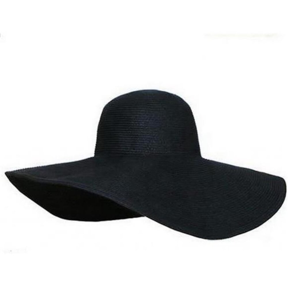 Women's Ridge Wide Floppy Brim Summer Beach SunHat Straw Cap Party Garden Travel